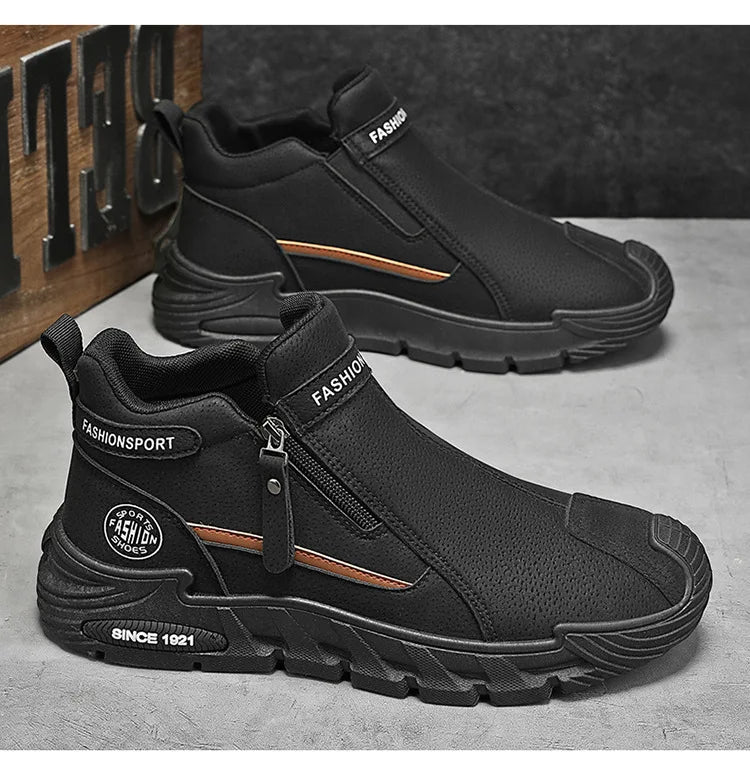 Men's High-Cut Casual Sports Shoes Anti-Slip Wear-Resistant Ankle Boots Outdoor Workwear Footwear for Comfortable Walking