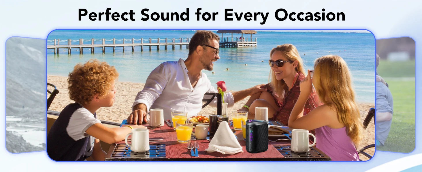 Bluetooth Speaker, 2026 Portable Wireless Speakers with Led Light, Bluetooth 5.4, 24H Playtime, Enhanced Bass, IPX7 Waterproof