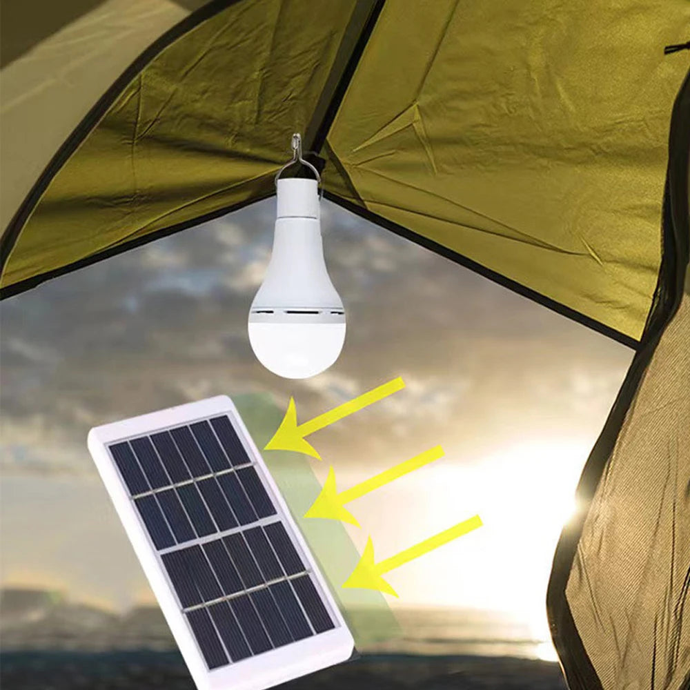 Solar Light USB Charged Hanging Emergency Sunlight 7W/9W/12W Powered Lamp Outdoor Indoor House Solar Bulb Light Solar Panels