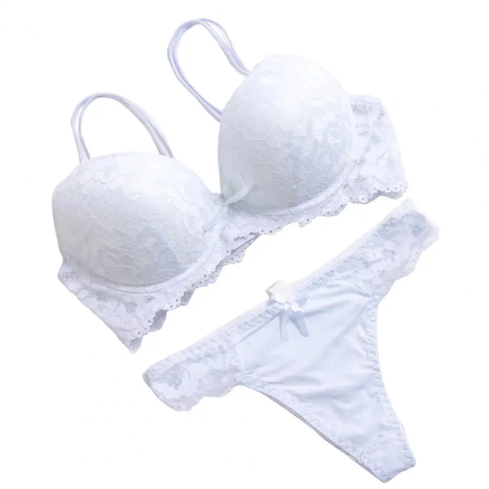 2 Pcs/Set Underwear Set High Stretch Solid Color Double Row Buckle Decorate Large Size Women Sexy Lace Bra And Panty Set