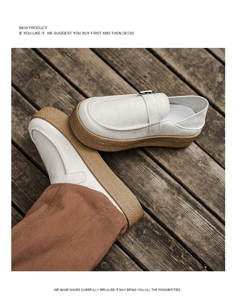 New autumn and winter men's shoes high-quality suede casual shoes British style thick soled board shoes fashionable slippers