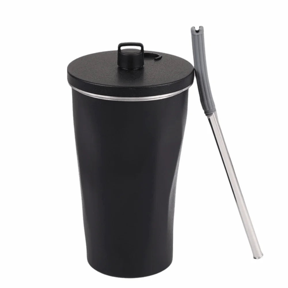Creative Travel Insulated Tumbler Vacuum Insulated with Straw Stainless Steel Thermal Mug Leak Proof 600ML Fashion Thermos Cup