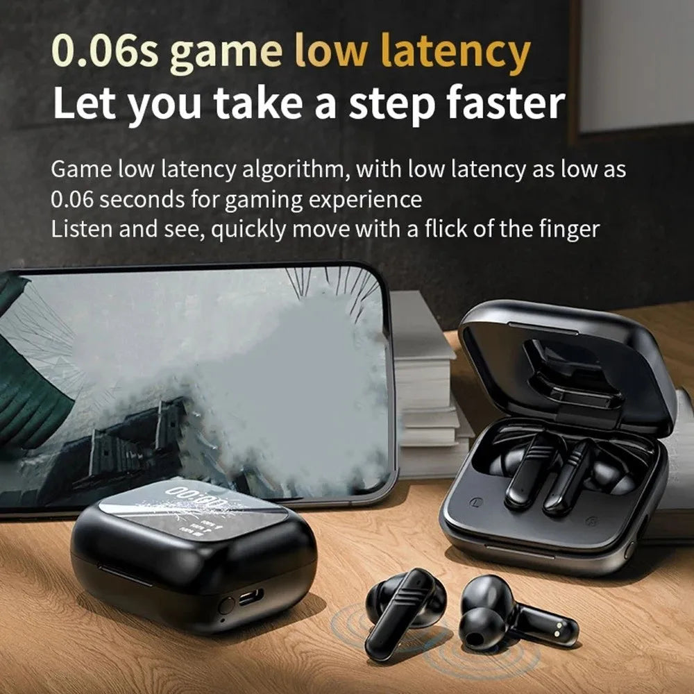 Bluetooth 5.4 Full Touch Screen Headphones Smart LCD in Ear Wireless in-Ear Earbuds Long Battery HD Call ANC Bluetooth Earphones