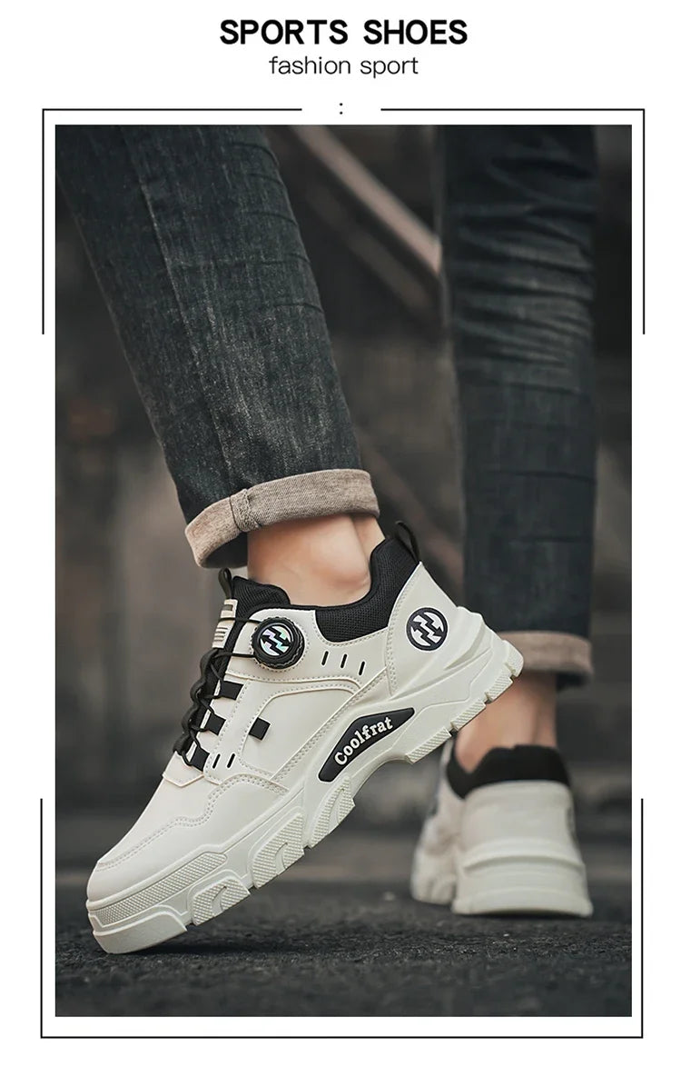 New Men's Shoes Low-top Rotating Buckle Sports Casual Trendy Outdoor Waterproof Work Shoes EVA Sole Rubber Zapatillas Hombre