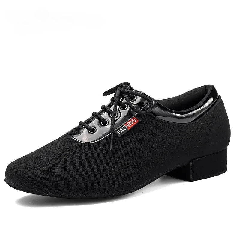 Men's Modern Dance Shoes Boys Latina/tango/ballroom Shoes Rubber/soft Sole Low Heels Professional Black Man
