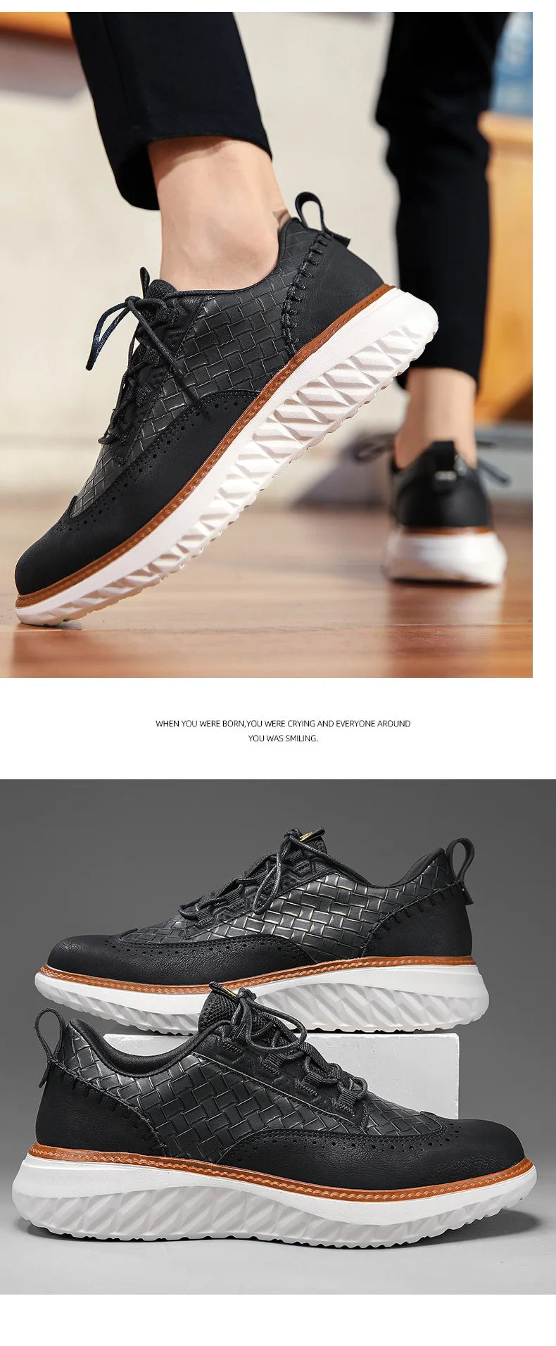 New Shoes for Men Leather Casual Shoes Fashion Breathable Brogues Sport Shoes Street Cool Chunky Sneakers