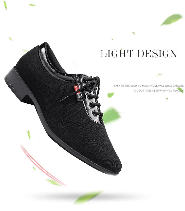 Men's Modern Dance Shoes Boys Latina/tango/ballroom Shoes Rubber/soft Sole Low Heels Professional Black Man
