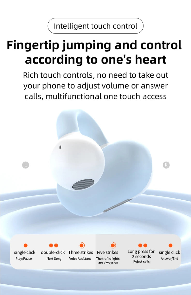 Bluetooth earphones, single ear clip on design, comfortable to wear, small and convenient in terms of bone conduction