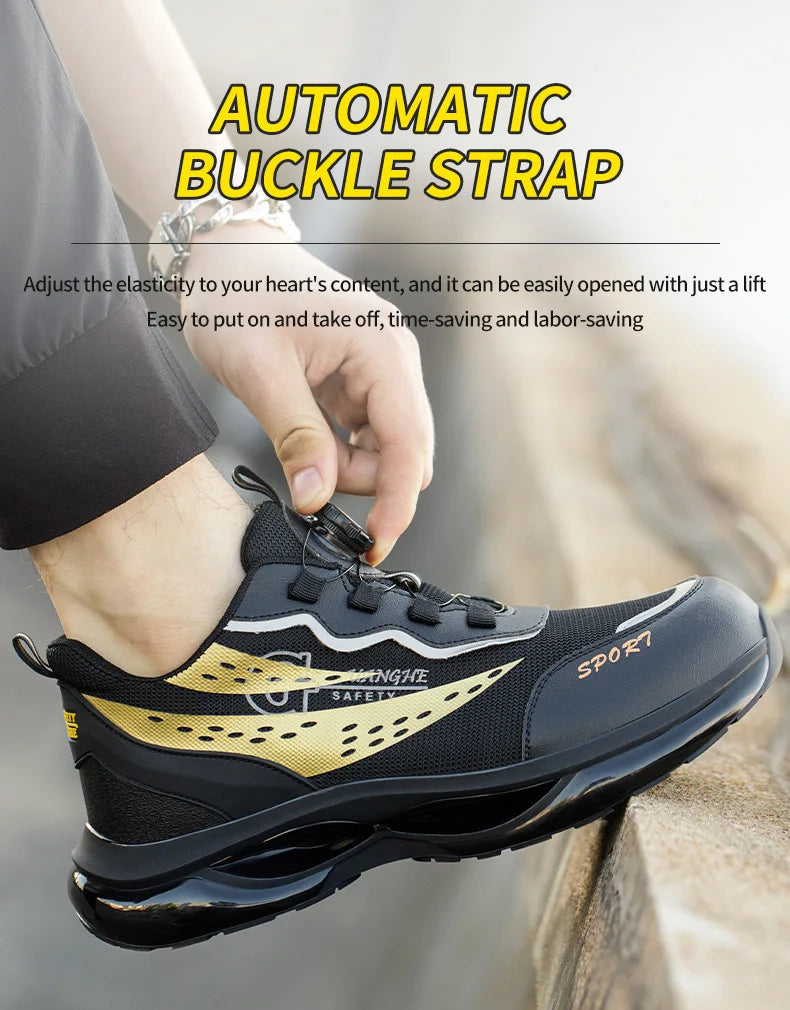 Steel Toe Safety Shoes Anti-smash Anti-Puncture Work Boots Men Slip Resistant Breathable Outdoor Work Indestructible Shoes