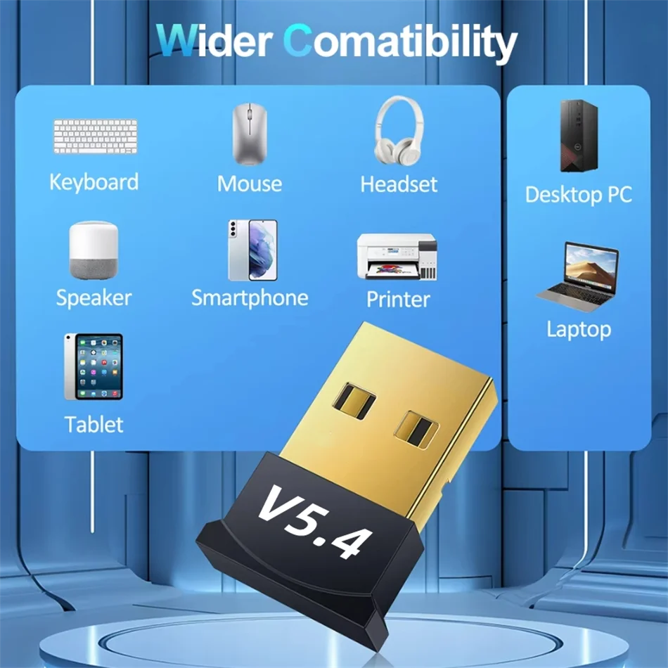 USB Wireless Bluetooth Adapter Bluetooth 5.4 for PC Dongle Adaptador Wireless Mouse Keyborad Music Audio Receiver USB Transmitt