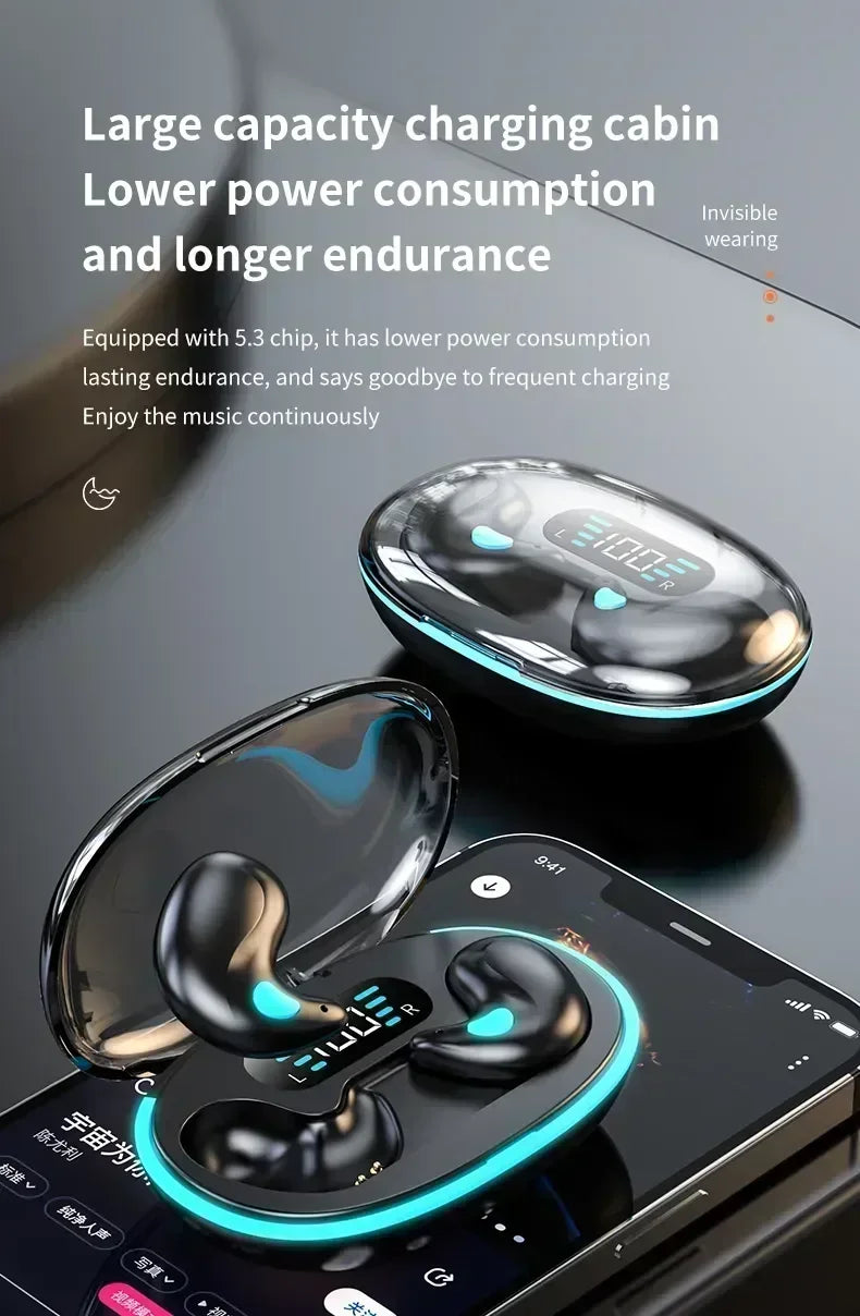 Bluetooth Wireless Headphones Earbuds Ear Hooks Bluetooth Earphones Bass Noise Reduction Earbuds HiFi Stereo Headsets