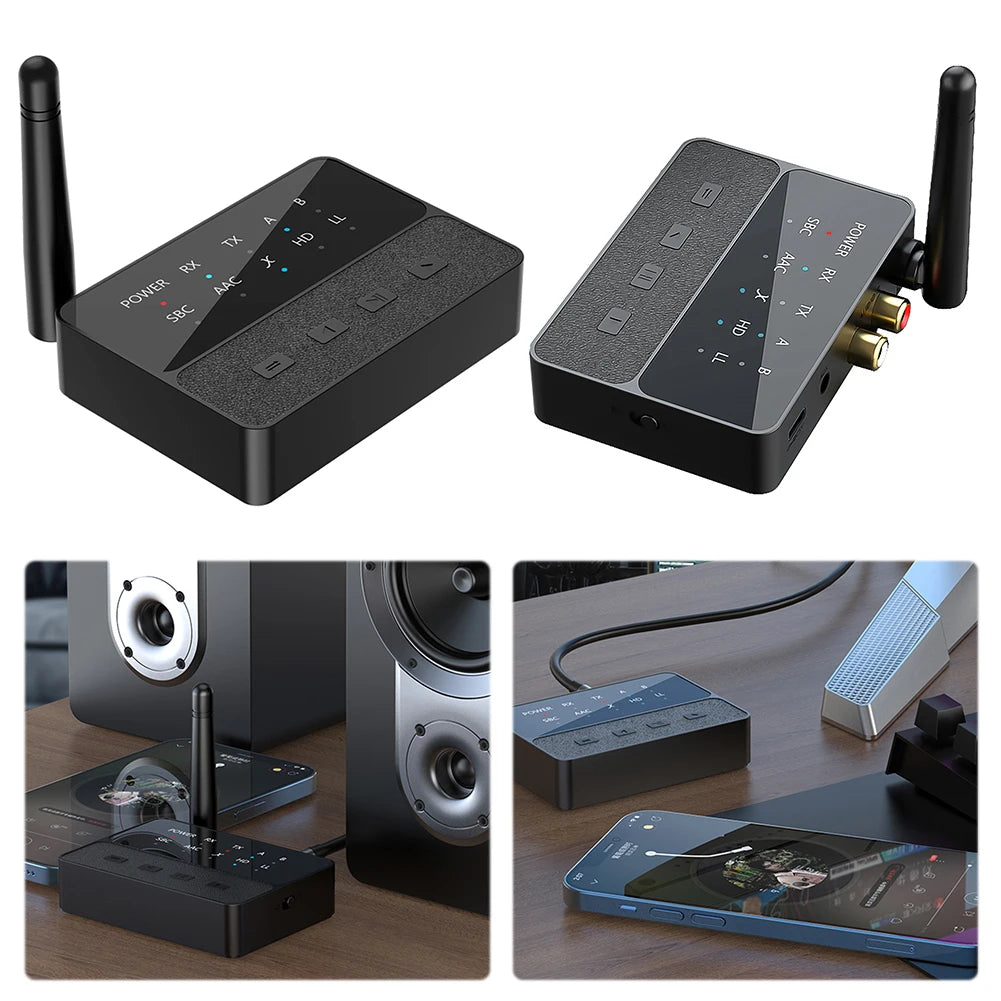 Bluetooth-Compatible 5.3 Wireless Stereo Receiver Transmitter 3.5mm AUX/RCA 2 In 1 Wireless Audio Dongle for Speaker TV PC