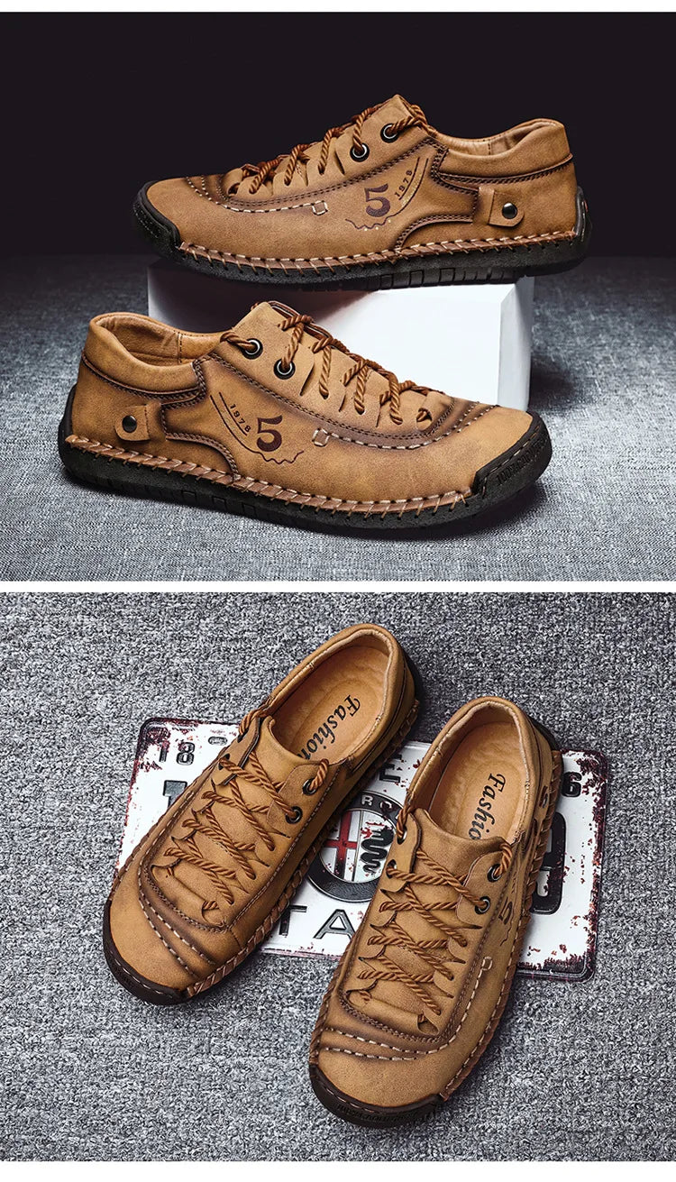 Shoes for Men Leather Casual Shoes Fashion Soft Homme Outdoor Comfortable High Quality Classic Ankle Non-slip Flats