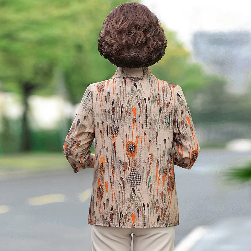 Summer Plus Size Shirt For Women's 2025 Printed Loose Top Mulberry Silk Blended Vacation Work Women's Clothing
