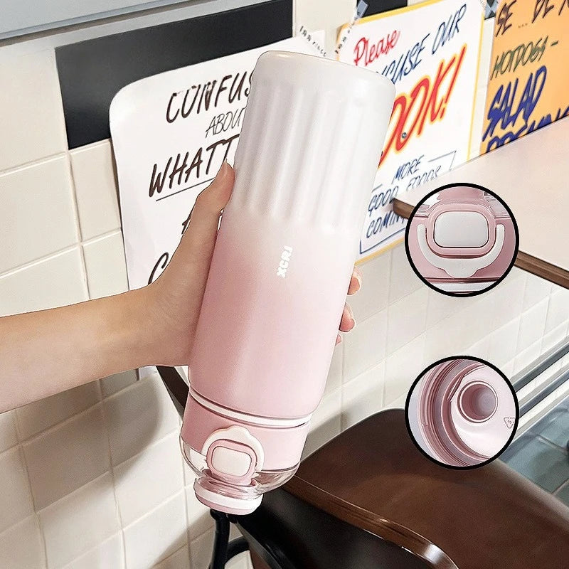 800ml Thermos Water Bottle Straw Cup Stainless Steel Car Thermal Sports Water Cup Large Capacity Cold and Hot Thermal Travel Mug