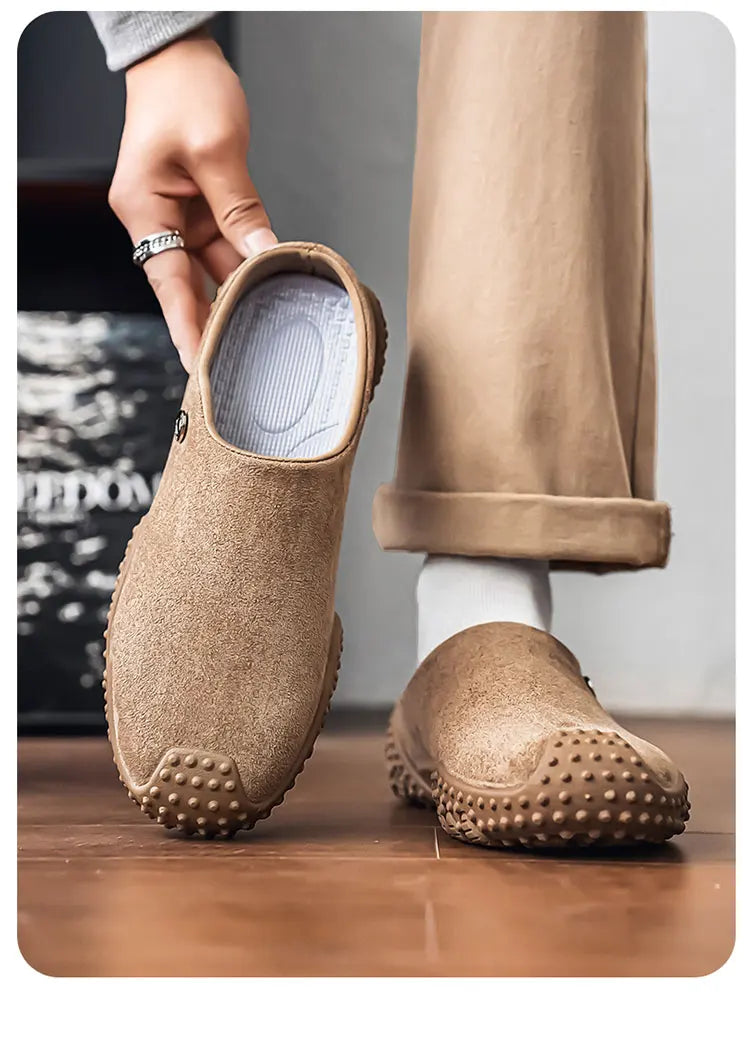 Fashion Slippers for Men Closed-toe Suede Slip Ons Shoes 2026 New Design Mens Casual Flats Loafers Comfortable Walking Shoes