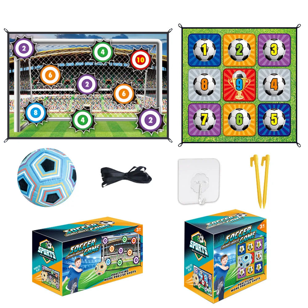 150CM Kids Football Game Set Indoor Outdoor Training Game Mat with Target Areas Practice Shoot Gifts for Children