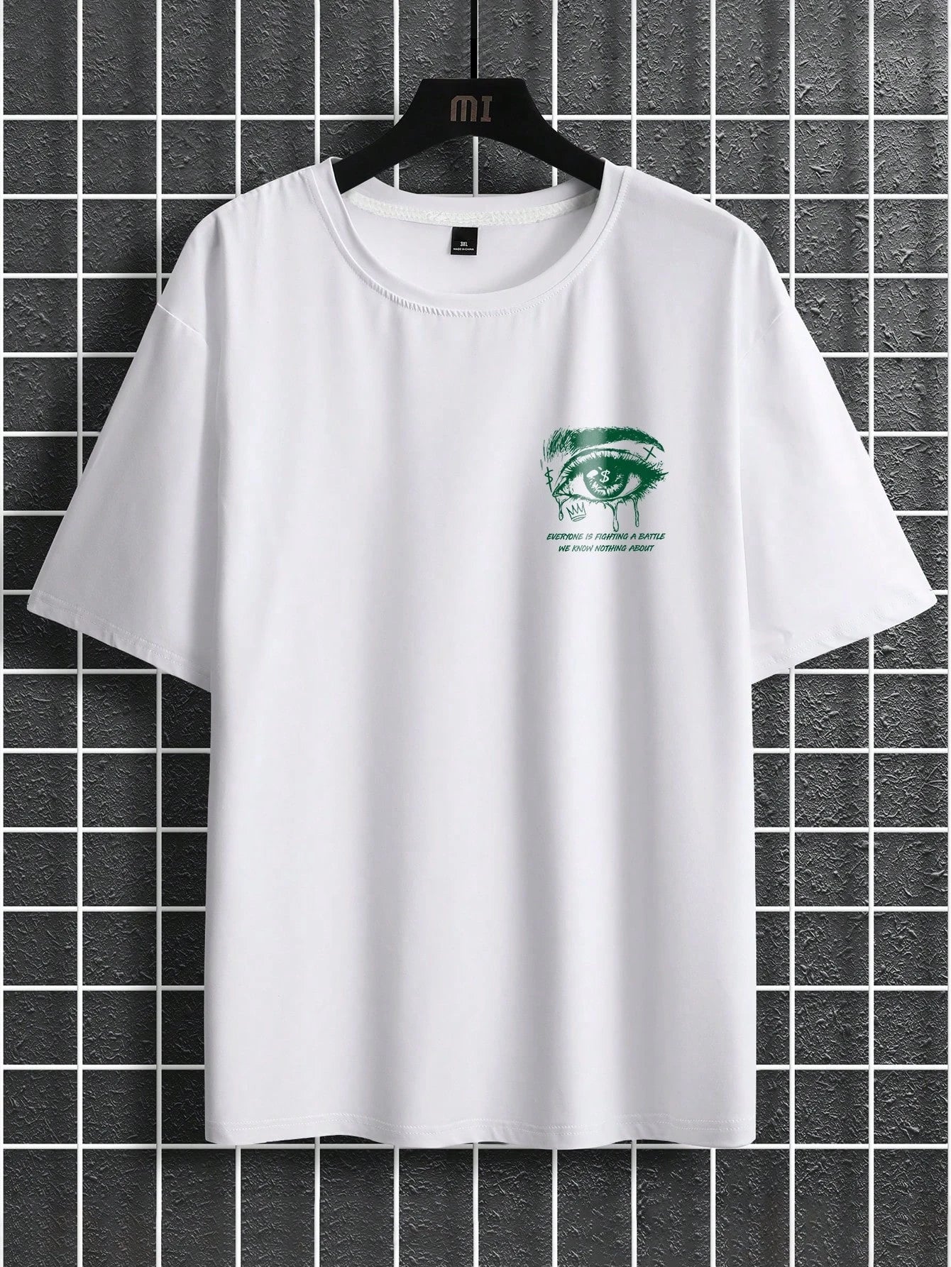 Summer Never Alone Eye Printing Cotton T-Shirts Mens Short Sleeve T Shirts Oversized O-Neck Soft Tops Casual Street Male Clothes