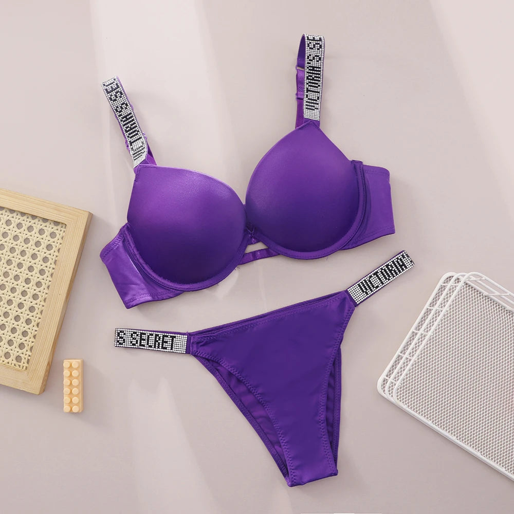 Sexy Bra and Panty Set Comfortable push up Shapewear Adjustable Padded Gathered New V Lace Lingerie Set Bra and Brief Women's