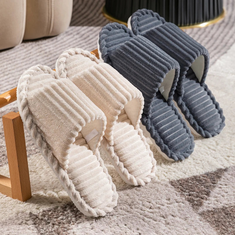 Men's open Toed Slippers Autumn and Winter Indoor Anti slip Breathable Bedroom Silent Couple's home Shoes for Srping and Autunm