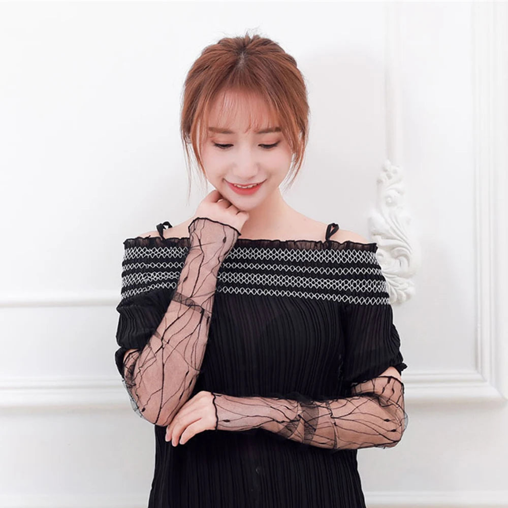 Summer Arm Warmers Thin UV Driving Gloves Sun Protection Sleeves Mesh Lace Gloves Sunscreen Long-Sleeved