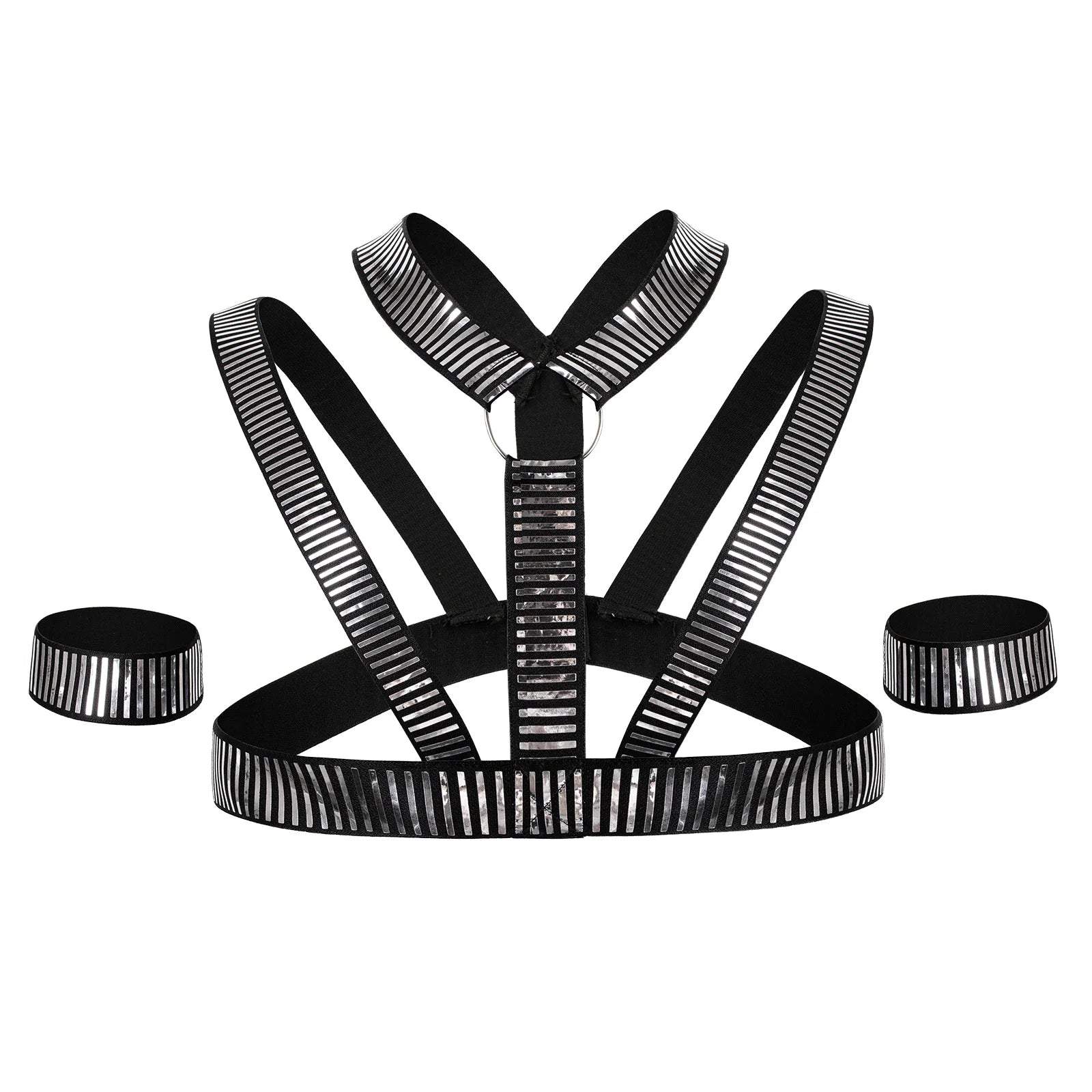 Lingerie Harness Men Sexy Body Chest Belt Man Bondage Punk Fancy BDSM Costume Fetish Erotic Clothing Silver