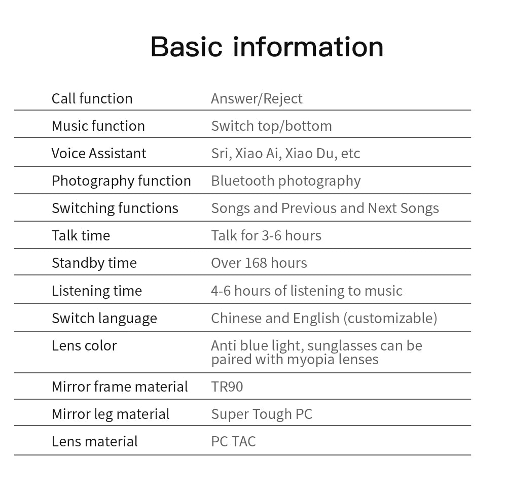 Wireless Bluetooth Headphones  Bluetooth Calling Smart Glasses Music Playback Anti-blue light glasse Waterproof Business glasses