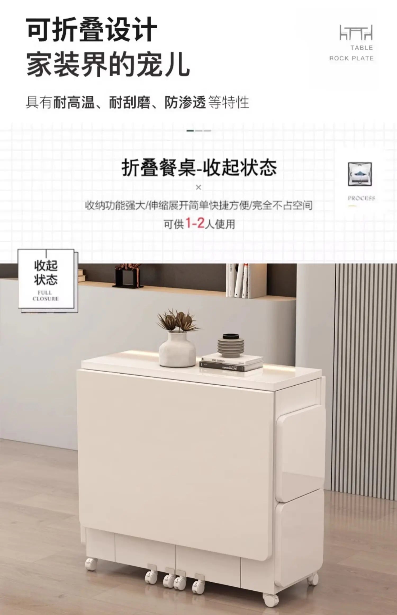 Folding White Dining Table Multifunction Family Waterproof Space Saving Dining Table Design Simple Mesas De Jantar Furnitures