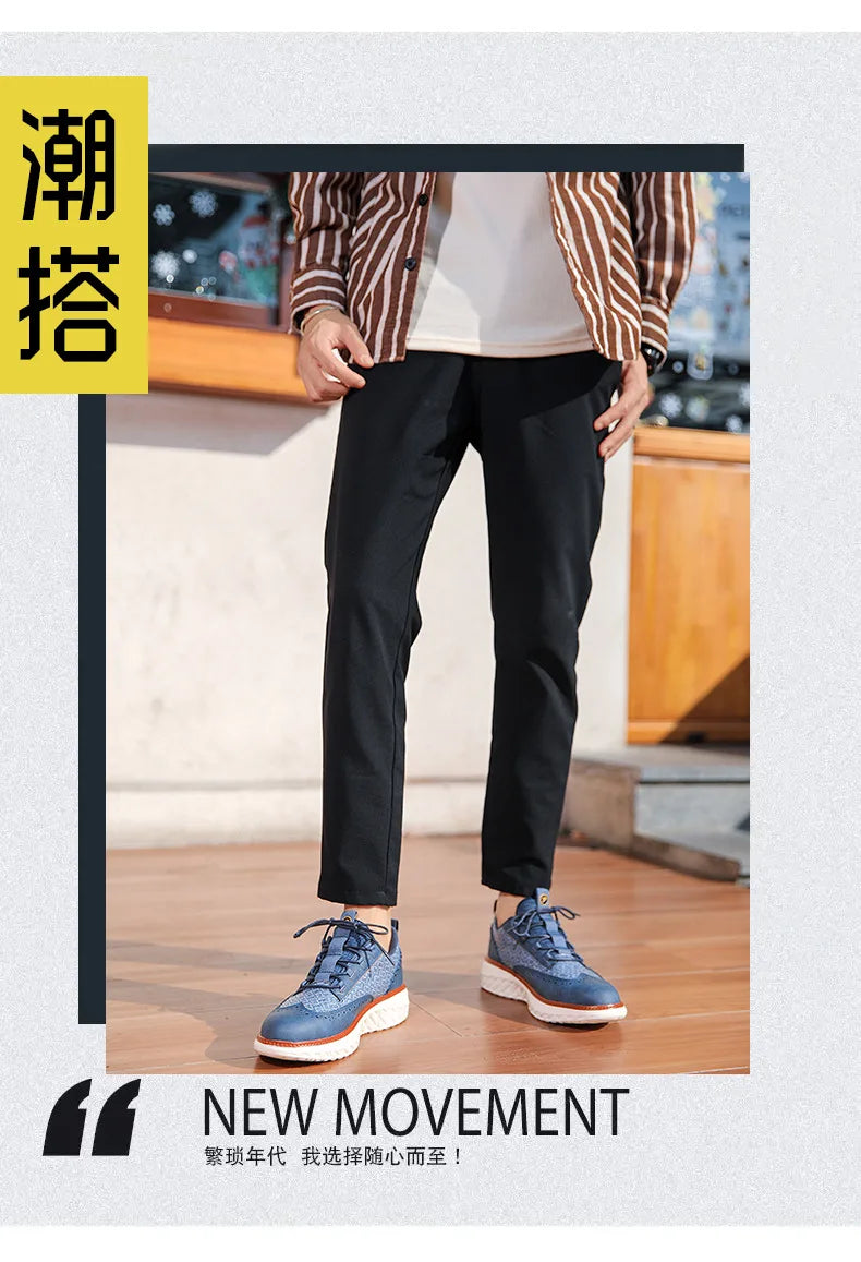 New Shoes for Men Leather Casual Shoes Fashion Breathable Brogues Sport Shoes Street Cool Chunky Sneakers