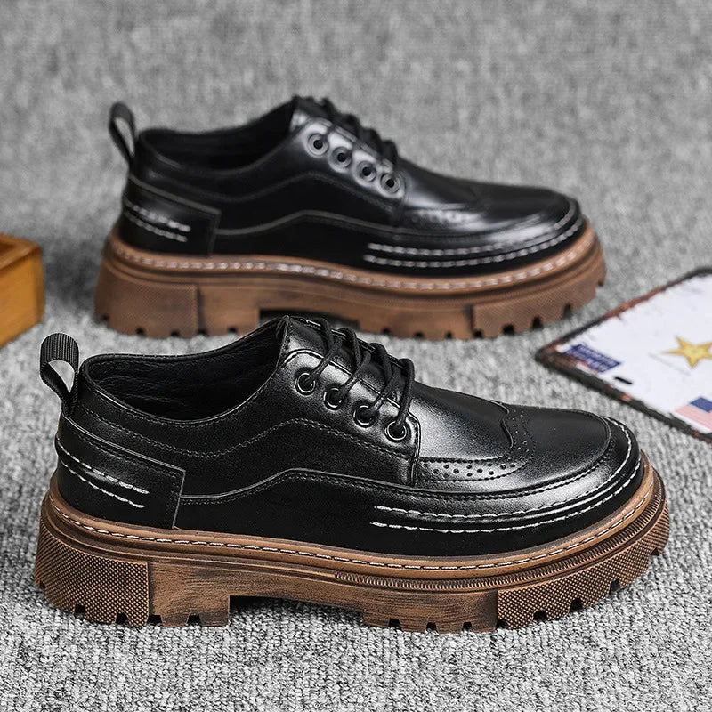 Shoes for Men Fashion High Quality Leather Men Shoes Business Light Luxury High-end Retro Tooling Men's Shoes Zapatillas Hombre