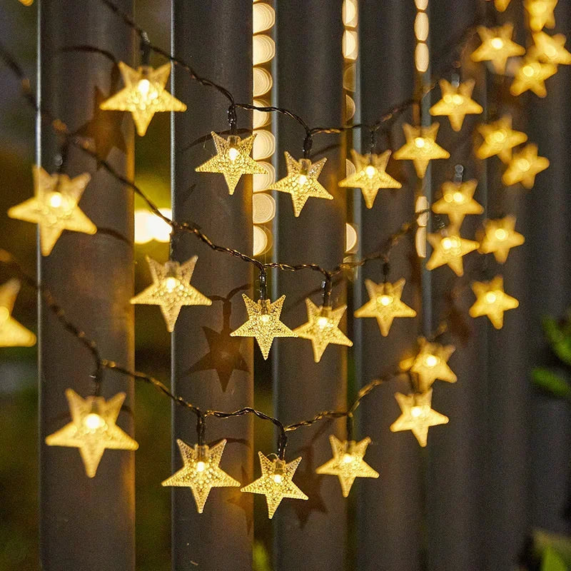 LED Solar Star String Lights Outdoor Waterproof Solar Powered Fairy Lights for Patio Garden Yard Porch Christmas Wedding Decor