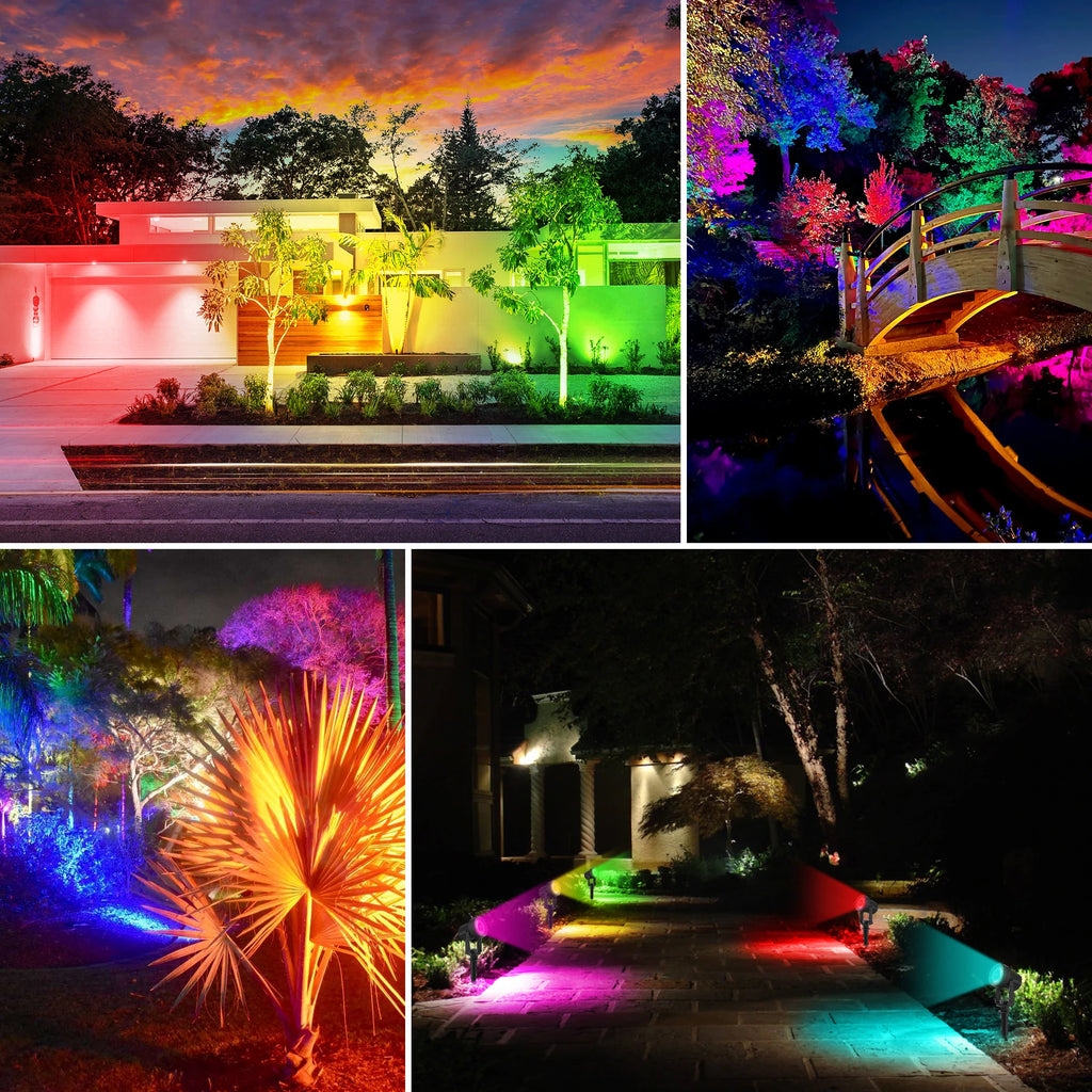 1/2/4 Lights RGB Solar LED Light Outdoor Solar Spotlight Solar Garden Light Outdoor IP65 Lawn Lamp Festival Decorative Lights