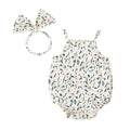 Summer Baby Girls Bodysuits Sweet  Infants Flower Onesies with Headband Cute