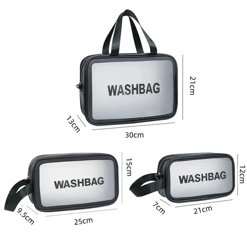 Portable Cosmetic Bag Large Capacity Dust Proof Make Up Storage Handbags PVC Fashion Transparent Travel Wash Bags