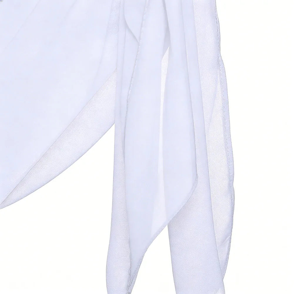 Summer Women Short Solid Sarong Swimsuit Coverups Beach Bikini Wrap Sheer Short Skirt Chiffon Skirt Scarf Swimwear Cover-ups