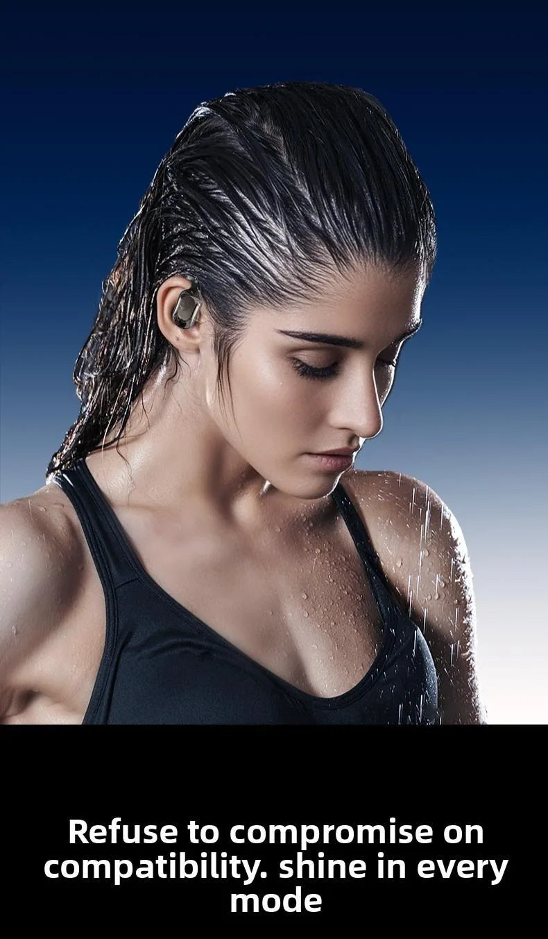 Bluetooth 5.3 Earphones True Wireless Headphones with Mic Button Control Noise Reduction Earhooks Waterproof Headset for Sports
