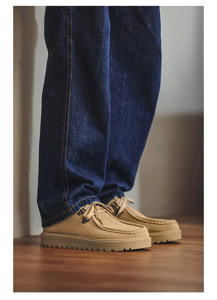 STRONGSHEN Men Casual Shoes Suede Leather Board Shoes Men Retro Thick Soled Suede Shoes Man Zapatos Para Hombre Calzado Hombre