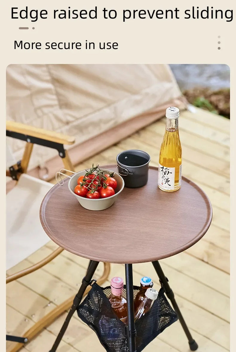 Telescopic Folding Round Table Outdoor Three-legged Dining Table Portable Aluminum Alloy Coffee Table Hike Picnic Liftable Table