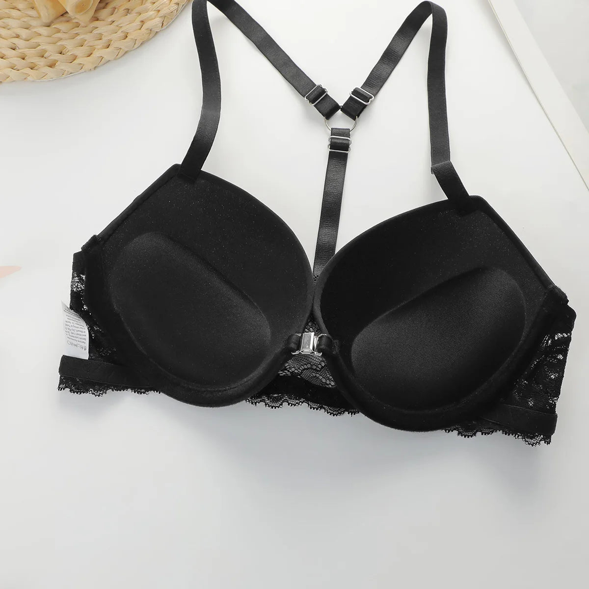 Front Closure Black Bra set sexy Panty Set for Women Thick Padded Cups Front Closure High Impact Support push up Lingerie A2156