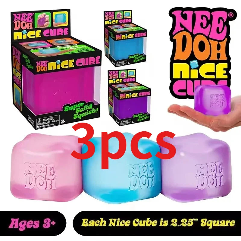 Needoh Nice Cube Sensory Stress Reliever Fidget Tool for Anxiety & Focus Desk Sensory Cube for Adults & Kids*-.