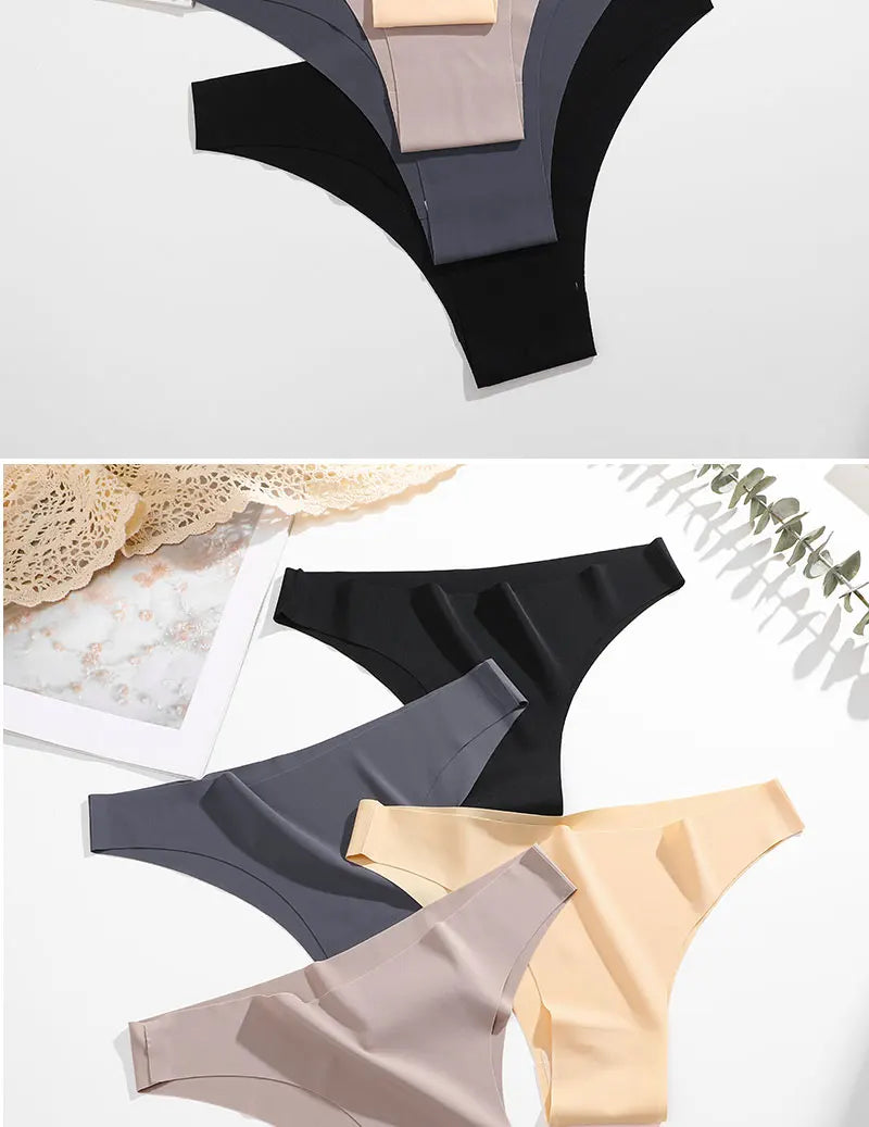6Pcs/Set Low Waist Panties Plus Size Seamless Ice Silk Panty Sexy Girl Underwear Cotton Crotch Briefs Breathable Brazilian Pants