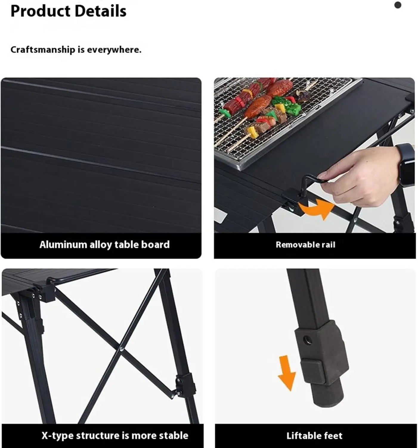 Folding Extendable Camping Table With Aluminum Tabletop and Carry Bag Multi-Functional Modular Table Portable Patchwork Design