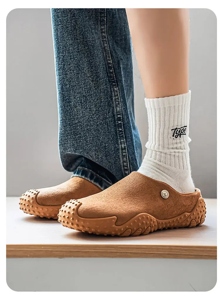 Fashion Slippers for Men Closed-toe Suede Slip Ons Shoes 2026 New Design Mens Casual Flats Loafers Comfortable Walking Shoes