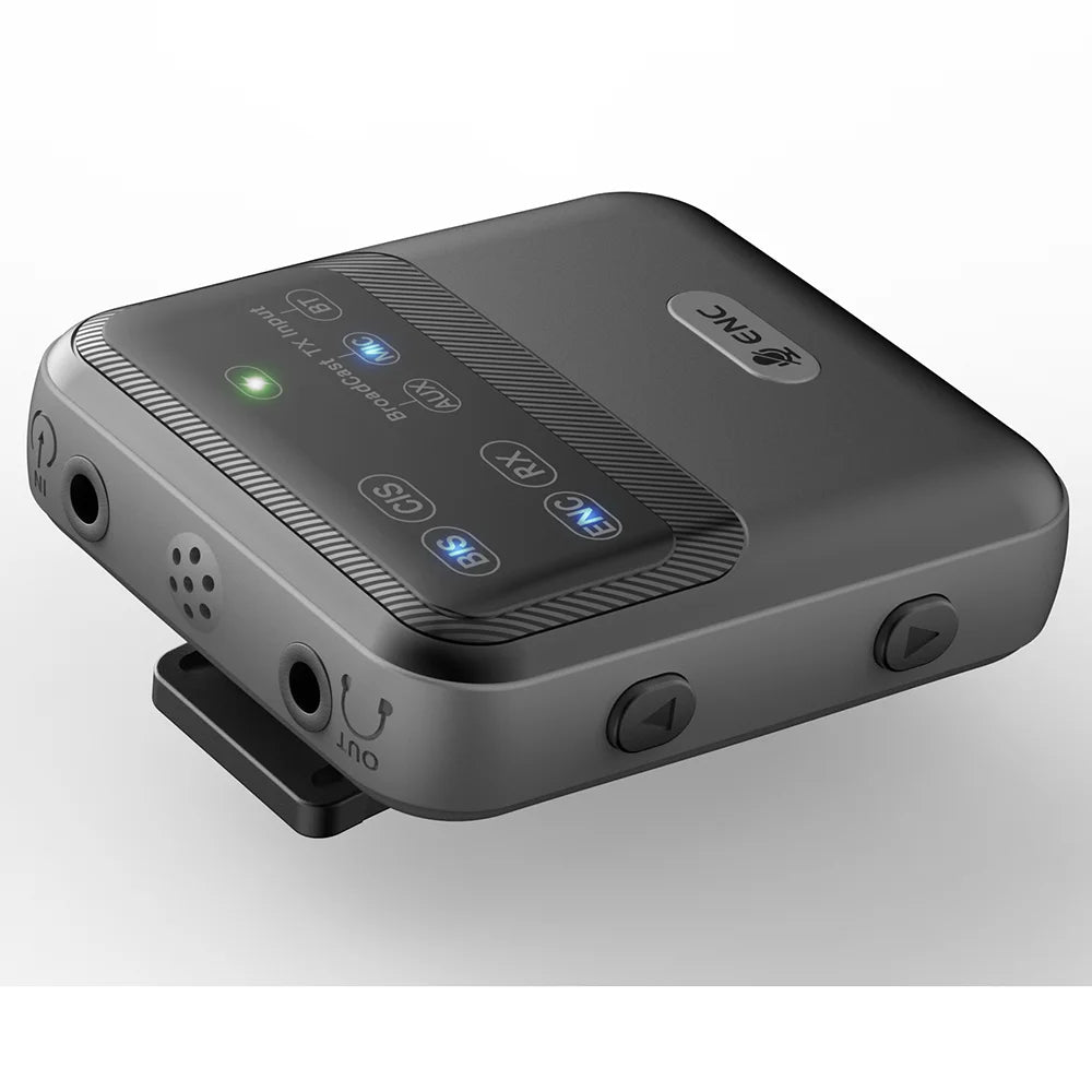 Bluetooth 5.4 Audio Transceiver LE Audio, Broadcast 1TX To 100+ RX Devices Sharing, Clip-On Design AAC/aptX-AD/LC3,USB/AUX/MIC