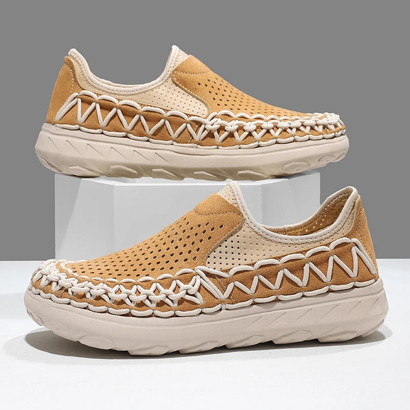 Summer Hand-woven Men's Shoes Fashion Men Casual Shoes Brand Designer Men Sneakers High Quality Outdoor Flats Driving Shoes