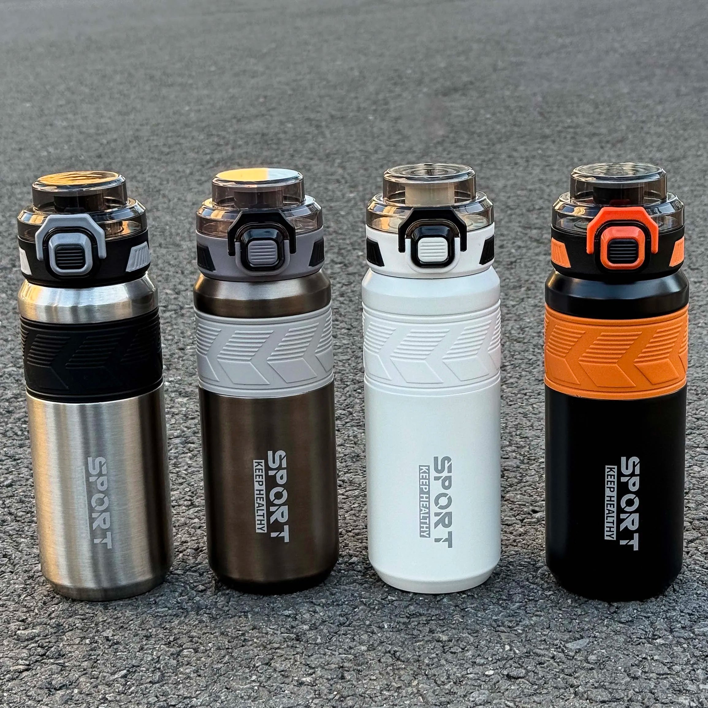 1pc trendy stainless steel thermos cup 650ml, fashionable dual-drinking thermal water bottle, portable with handle for outdoor