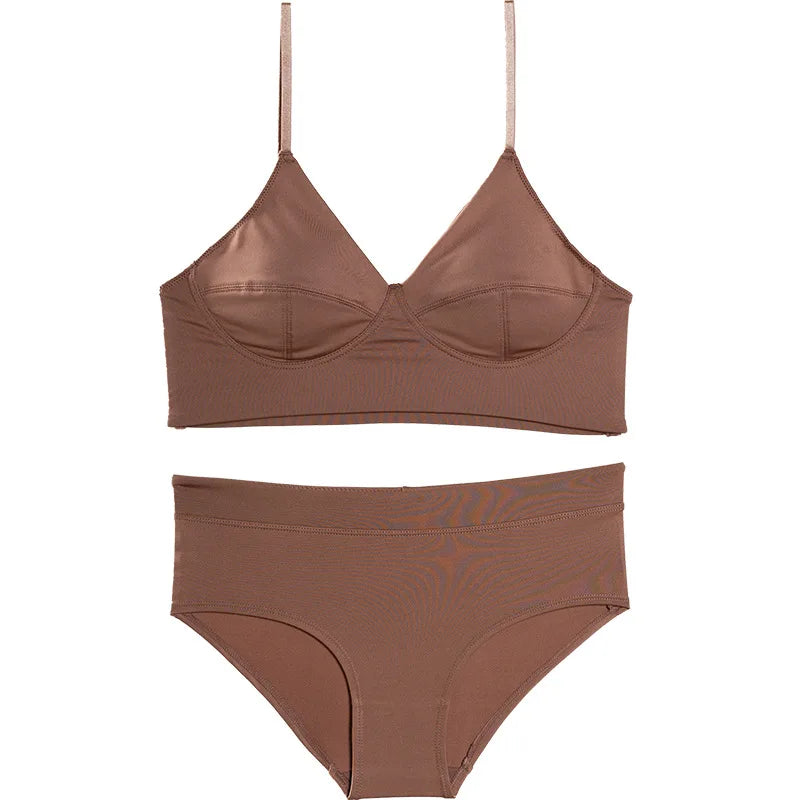 Women Casual Bra Set Elegant Ladies Plain Daily Lingerie Set Ladies Stretch Ventilate Bra and Panty Set Ladies Underwear