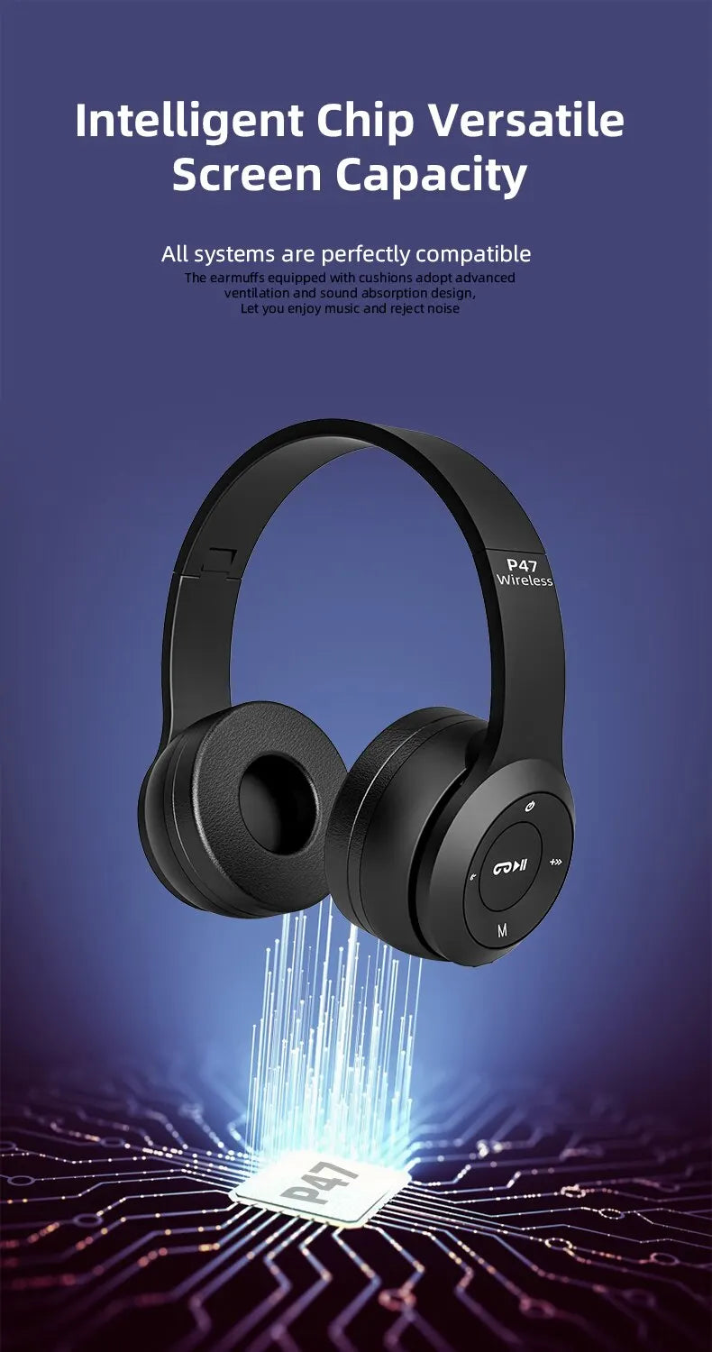 Bluetooth 5.0 P47 TWS Stereo Headphone Bluetooth Earphones Music Headset with Mic for Mobile iPhone Sumsamg Android IOS
