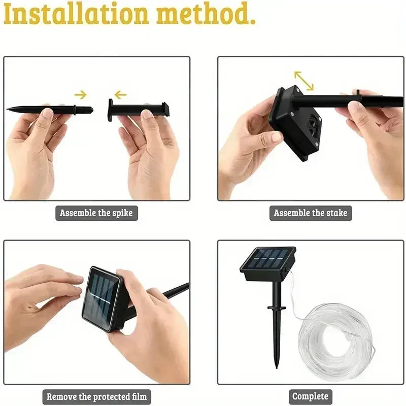 Solar Powered LED String Lights 8 Modes Outdoor Fairy Lights Garden Decoration Camping Tree Flower Garland Wedding Lighting Lamp