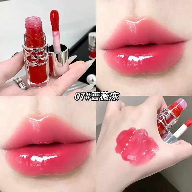Clear Glass Gray Coffee Shine Lip Gloss Mirror Watery Moisturize Plumper Long Lasting Lip Tint Juicy Lip Oil Gloss Stain Makeup